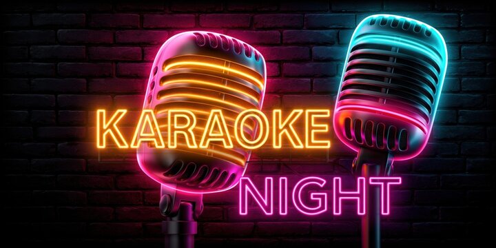 Neon microphone invites you to sing your heart out tonight
