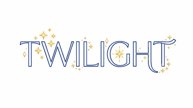 Twilight word typography with gold star icons