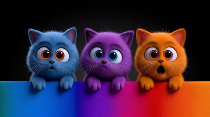 Fototapeta premium Cute cartoon cat illustration with adorable pet animals.