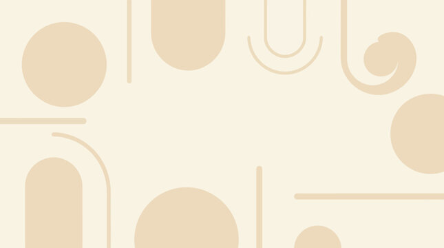 Abstract geometric background with minimalist arches, circles, and curves in neutral beige and cream tones