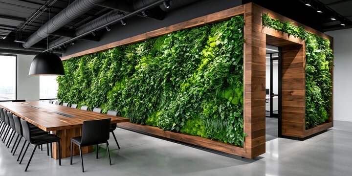 Biophilic workspace design blending nature and modern aesthetics