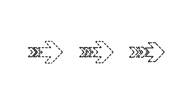 Abstract Black Triple Arrowhead Symbols in Sequence.