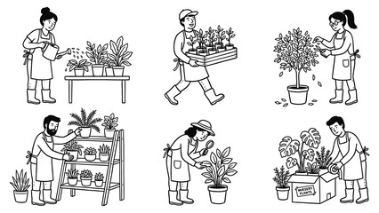 Obraz premium People gardening plants in various settings outdoors and indoors freely