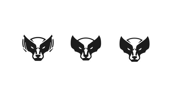 Black and White Mythical Winged Bull Head Logo Design.