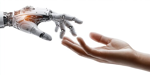 Naklejka premium Humanity meets machine a bridge to innovation