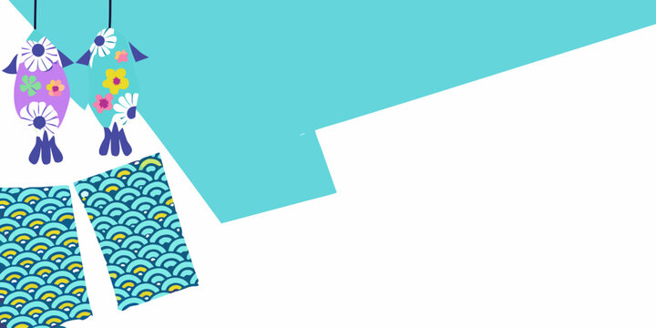 Japanese koinobori carp streamers and scaled pattern vector illustration