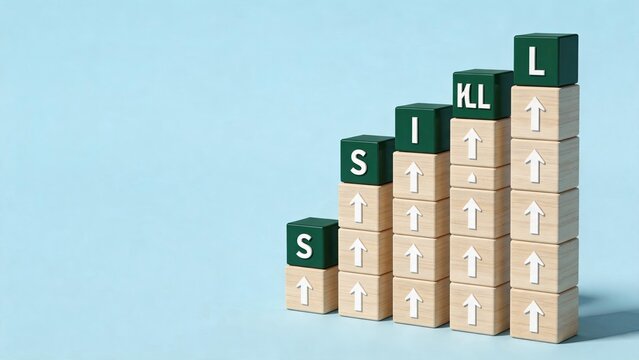 SEO growth strategy concept with wooden blocks stacked in ascending order spelling search engine optimization letters, representing digital marketing progress and ranking