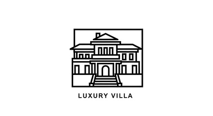 Naklejka premium Elegant black and white villa icon for real estate and luxury design