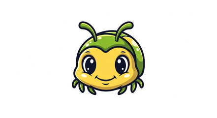 Obraz premium Cute Cartoon Ladybug Character with Big Eyes.