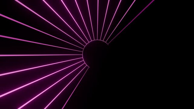 Magenta Fan Light Rays Spreading from a Black Circular Core
