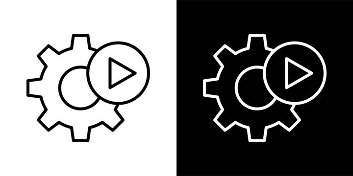 Automatic White And Black Icon Set Collection Pack Vector Illustration