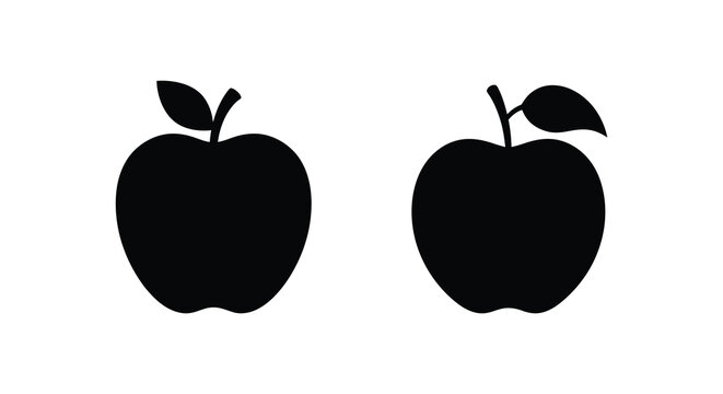 Two black apple silhouettes with leaves against a white background a simple graphic silhouette apples fruit