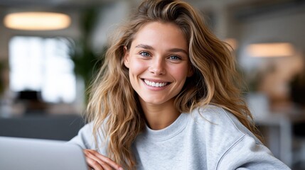 Obraz premium Radiant smile portrait of a lovely young woman