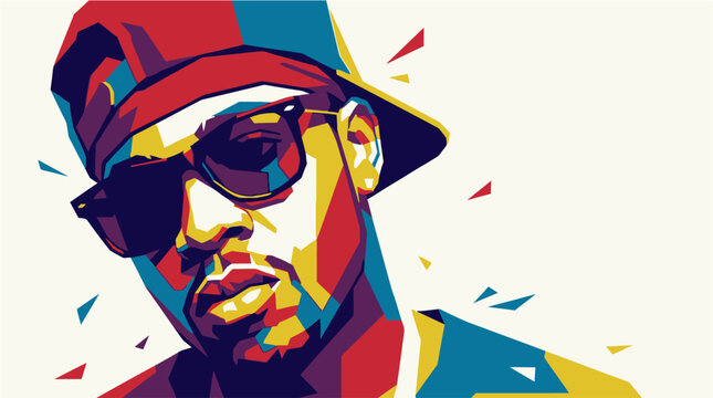 Man Wearing Sunglasses and Hat.