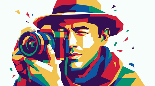 Man with camera taking photo.