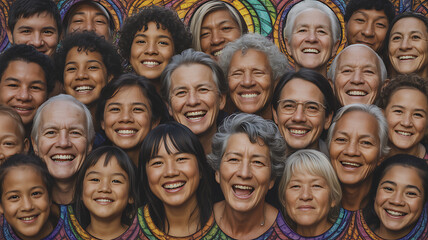 Fototapeta premium diverse group of smiling people symbolizing peace, mindfulness, and relaxation