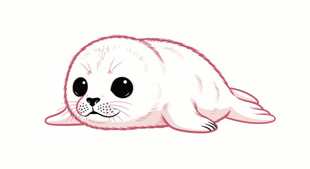 Cute white baby seal cartoon character. © inakaya