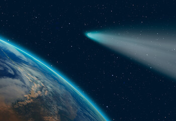 Comet over the Planet Earth in space "Elements of this image furnished by NASA " © muratart