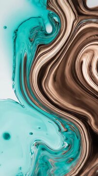 Liquid Bronze and Turquoise Patina Swirling into a Botanical Shape