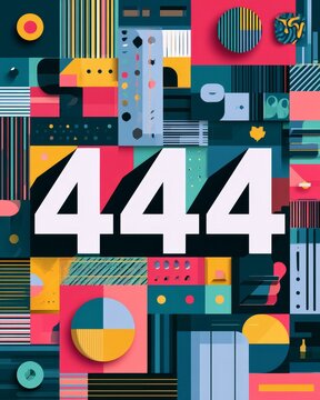 Modern Digital Design Background with Abstract '444' Graphic Elements