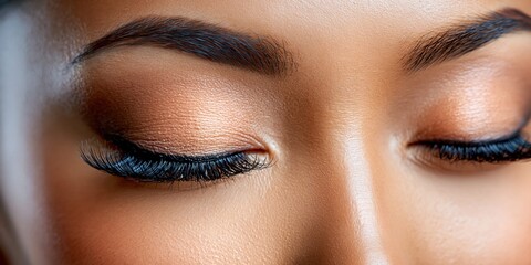 Naklejka premium Glamorous eyes with striking lash extensions and shadow