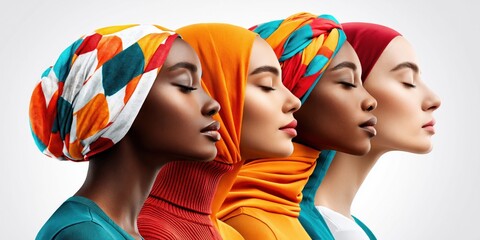 Obraz premium Colorful portraits celebrating diversity and feminine strength