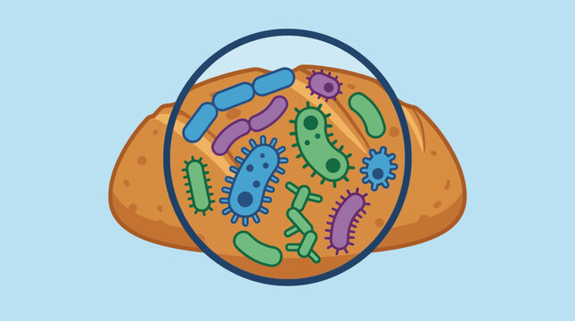 Bacteria and Microorganism Magnified View on Contaminated Food Surface
