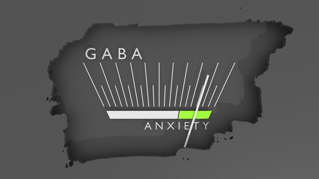 Influence of GABA on anxiety values. Cause and effect. Meter showing increasing high values. Getting good results. Concept of mental balance, emotional control and stress management. 3D render