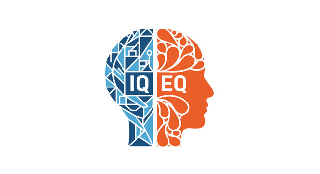 Profile of head showing logical and emotional halves.