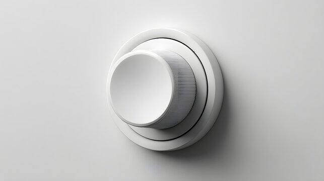 volume knob, rotary switch, dimmer controller, smart home button, circular dial, audio interface, iot device, thermostat regulator, tactile hardware, matte white, plaster wall, minimalist interior, br