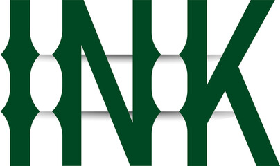 Bold green INK typography, a striking graphic design element for branding and creative projects. Modern letter art, a versatile visual asset for print and digital media. © kingisking012