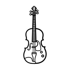 Naklejka premium Minimalist Violin Silhouette on White Background | Music Instrument Icon