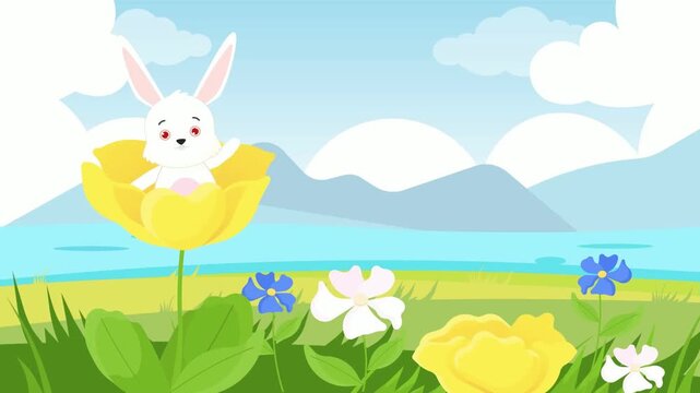 easter bunny with easter eggs