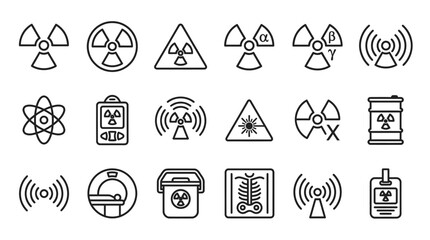 Fototapeta premium Set of Radiation and Hazard Icons: Safety, Science, and Energy Symbols