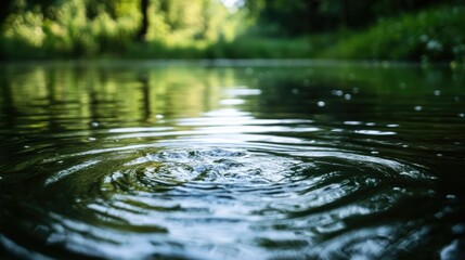 Fototapeta premium A peaceful river, with verses of a poem flowing across the surface like ripples in the water
