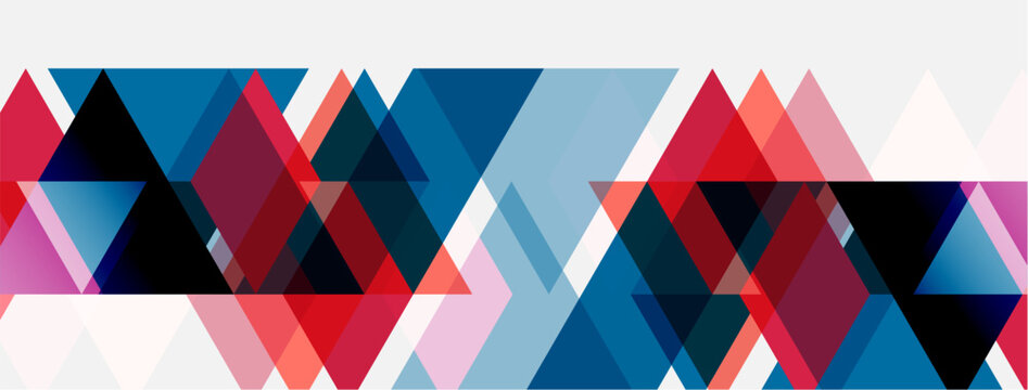 Abstract geometric pattern. Triangles overlap, creating vibrant color blocks. Modern design, simple shapes, clean aesthetic.