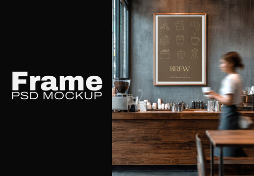 Coffee Shop Frame Mockup Design PSD