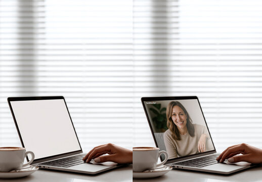 Video Call On Laptop Screen Mockup PSD
