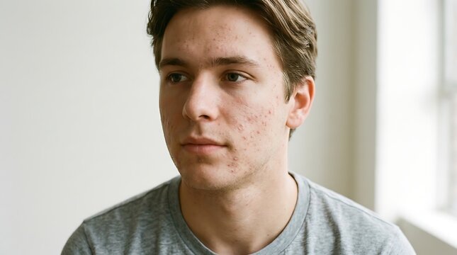 Authentic Portrait of a Young Man with Natural Complexion and Thoughtful Expression
