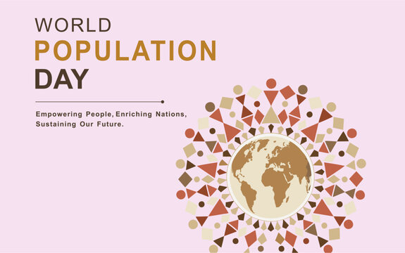 World Population Day Geometric Globe Background with Diversity and Global Unity Theme.