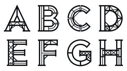 Art Deco Alphabet Letters A-H Architectural Design © Labib