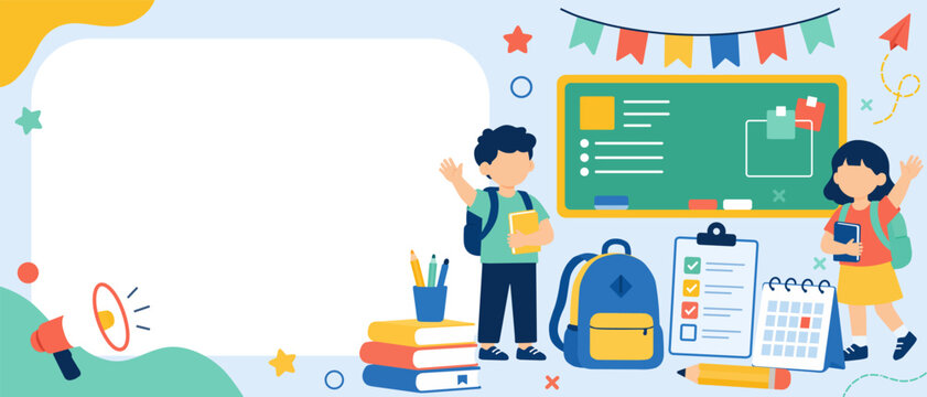 School Admission Orientation Banner Flat Vector Design
