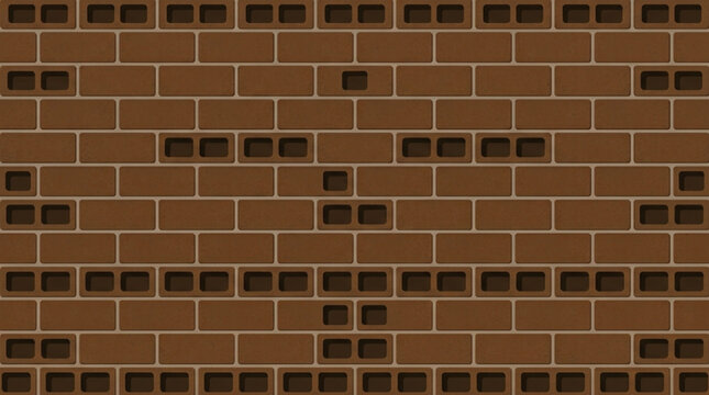 Seamless Brown Hollow Concrete Block Wall Pattern Vector