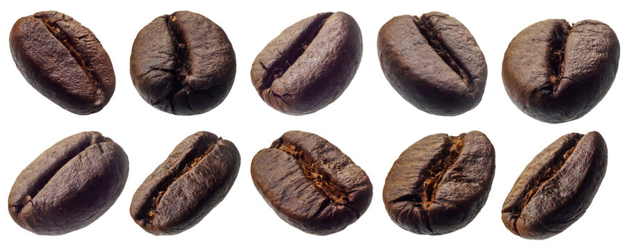 coffee beans set isolated on white background