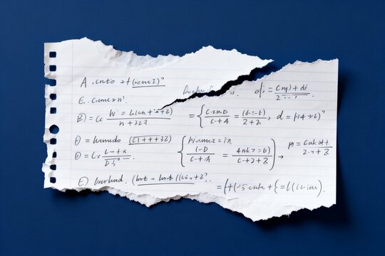Torn paper with mathematical equations