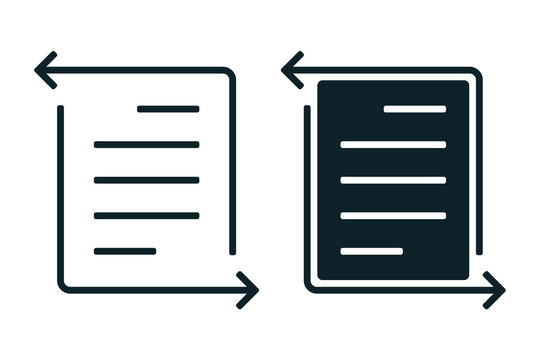 Document Transfer Icon with Import and Export Arrows. File Sharing. Vector Illustration