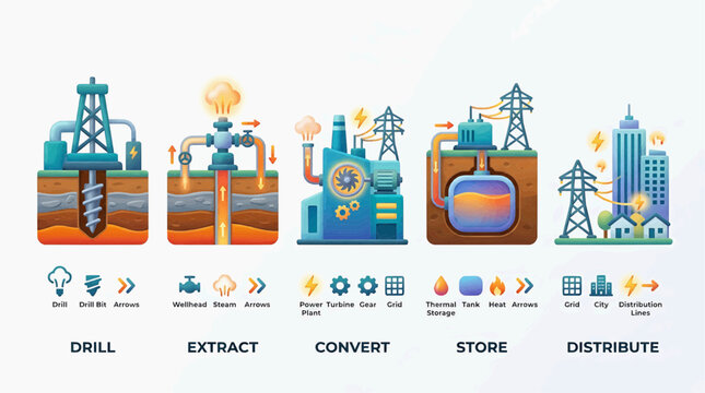 The industrial process of extracting, converting, storing, and distributing energy resources through various machines and facilities.