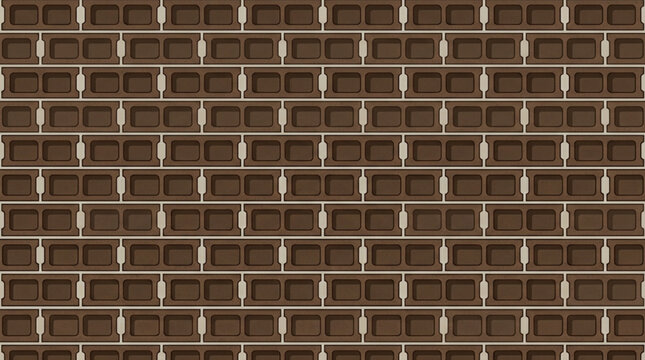 Seamless Brown Concrete Hollow Block Wall Pattern Vector Backdrop