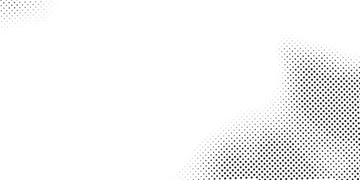 Grunge halftone background. Fading gritty noise gradient texture. Black and white sand wallpaper. Anime or manga comic style overlay. Wide long retro pixel backdrop. Vector rasterized grit print