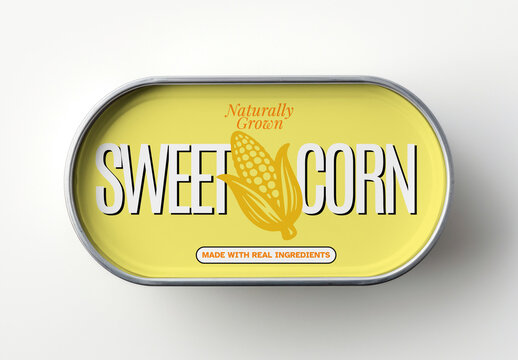 Yellow Can Mockup With Sweet Corn PSD